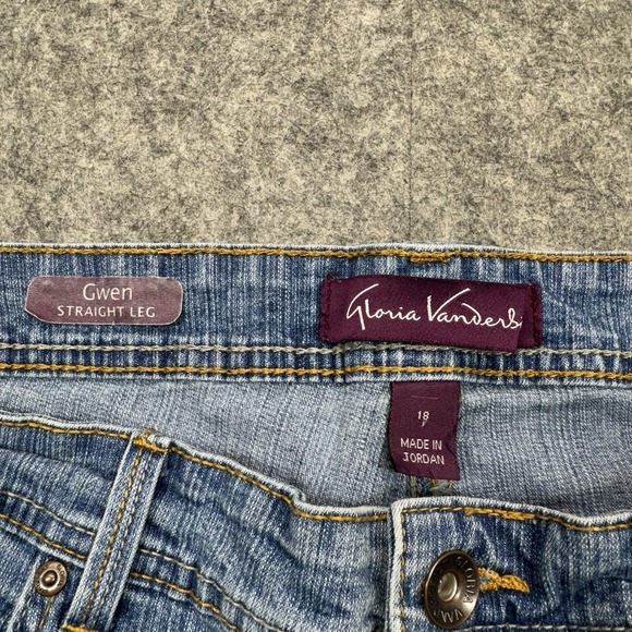 Gloria Vanderbilt Gwen Women's 18 Plus Blue Denim Jeans Straight Leg Classic Fit - Picture 7 of 10
